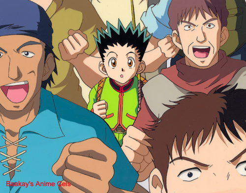 Gon gazes at the projection of a Hunter match.