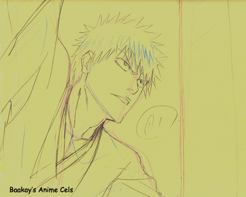 Ichigo glares up while using his sword as a prop to arise.