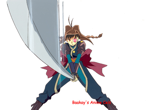 Jubei slices downward with her very lethal-looking sword.