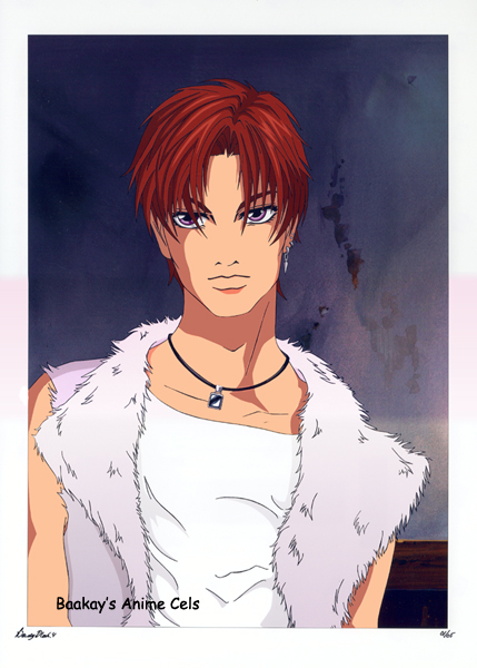 Kichiro, with his flaming red hair and fur vest, pins us with his piercing stare.