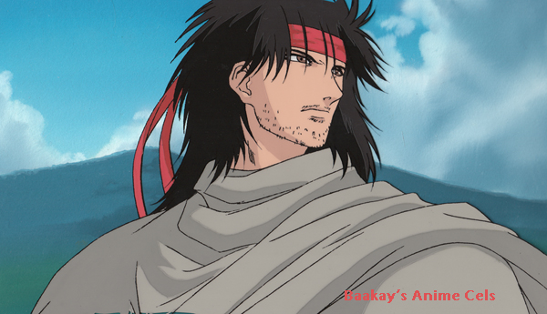 Sanosuke pauses on his way to collect a damaged Kenshin.