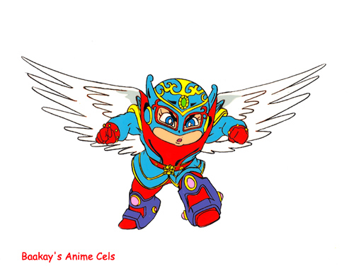 Cute little guy with wings and an elaborate helmet.