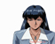 Katsumi in uniform, looking downward and appearing sad.