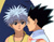 Killua exchanges a worried look with Gon.